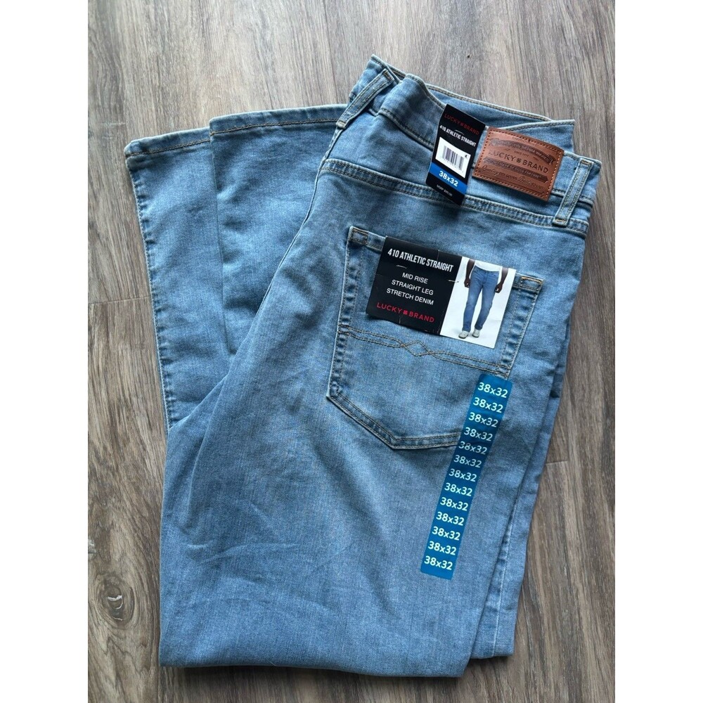 Lucky Brand Men’s 410 Athletic Straight Jeans 38x32 Stretch Denim Blue NWT